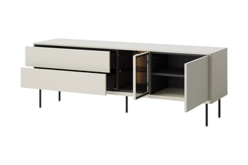 Levisa Gulvstående TV-Benk 161 cm med Oppbevaring i Malt Tre - Beige - Møbler - TV- & Mediamøbler - TV benk & mediabenk
