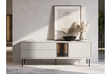 Levisa Gulvstående TV-Benk 161 cm med Oppbevaring i Malt Tre - Beige - Møbler - TV- & Mediamøbler - TV benk & mediabenk
