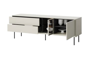 Levisa Gulvstående TV-Benk 161 cm med Oppbevaring i Malt Tre - Beige - Møbler - TV- & Mediamøbler - TV benk & mediabenk