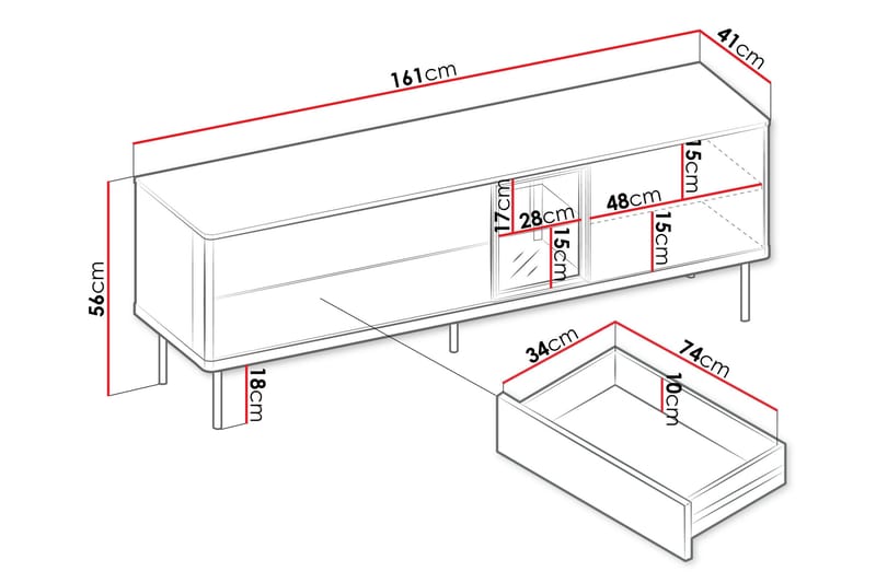 Levisa Tv-Benk 161x41 cm - Beige - Møbler - TV- & Mediamøbler - TV benk & mediabenk