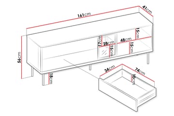 Levisa Tv-Benk 161x41 cm - Beige - Møbler - TV- & Mediamøbler - TV benk & mediabenk