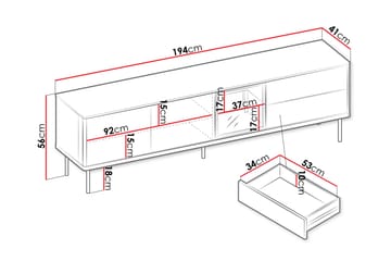 Levisa Tv-Benk 194x41 cm - Møbler - TV- & Mediamøbler - TV benk & mediabenk