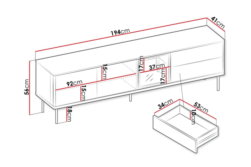 Levisa Tv-Benk 194x41 cm - Møbler - TV- & Mediamøbler - TV benk & mediabenk