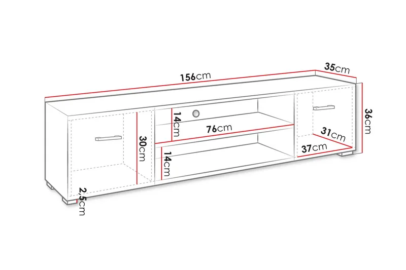 Lindesberg TV-benk 156 cm - Hvit - Møbler - TV- & Mediamøbler - TV benk & mediabenk