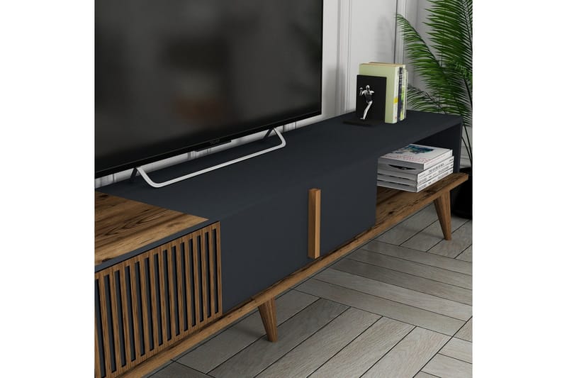 Lissione Tv-benk 180 cm - Valnøtt/Antrasitt - Møbler - TV- & Mediamøbler - TV benk & mediabenk