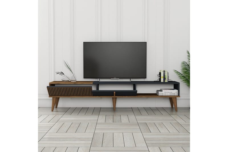 Lissione Tv-benk 180 cm - Valnøtt/Antrasitt - Møbler - TV- & Mediamøbler - TV benk & mediabenk