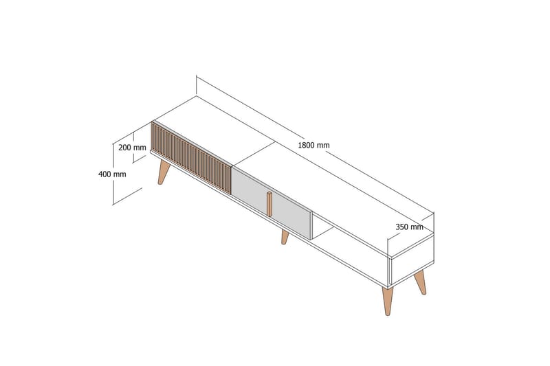 Lissione Tv-benk 180 cm - Valnøtt/Beige - Møbler - TV- & Mediamøbler - TV benk & mediabenk