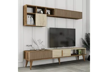 Lissione Tv-benk 180 cm - Valnøtt/Beige - Møbler - TV- & Mediamøbler - TV benk & mediabenk