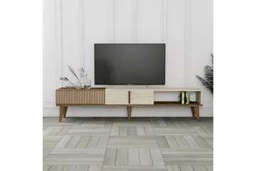Lissione Tv-benk 180 cm - Valnøtt/Beige - Møbler - TV- & Mediamøbler - TV benk & mediabenk