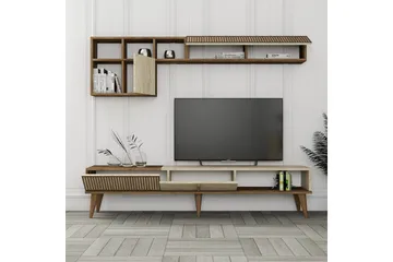 Lissione Tv-benk 180 cm - Valnøtt/Beige - Møbler - TV- & Mediamøbler - TV benk & mediabenk