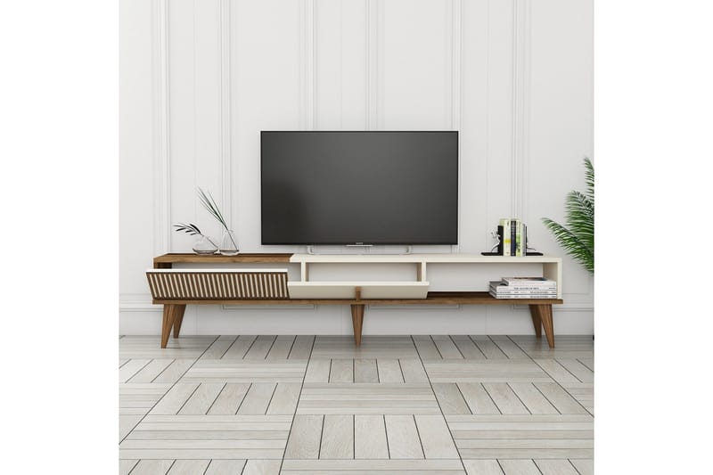 Lissione Tv-benk 180 cm - Valnøtt/Krem - Møbler - TV- & Mediamøbler - TV benk & mediabenk