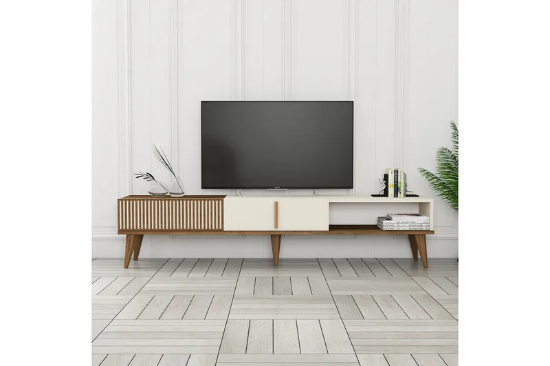 Lissione Tv-benk 180 cm - Valnøtt/Krem - Møbler - TV- & Mediamøbler - TV benk & mediabenk