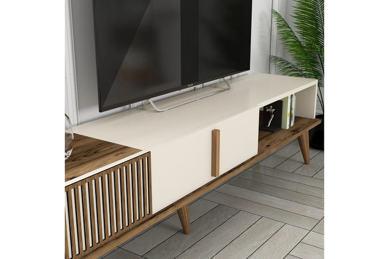 Lissione Tv-benk 180 cm - Valnøtt/Krem - Møbler - TV- & Mediamøbler - TV benk & mediabenk