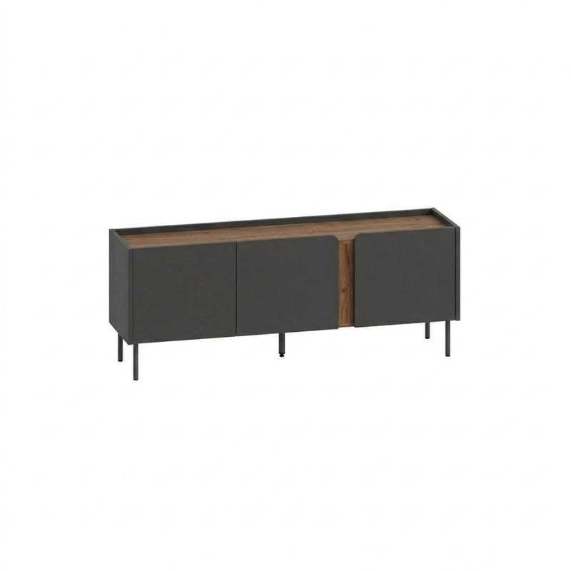 Lomar TV-benk 140x53,9x35,5 cm, Antrasitt/Naturlig eik/Svart