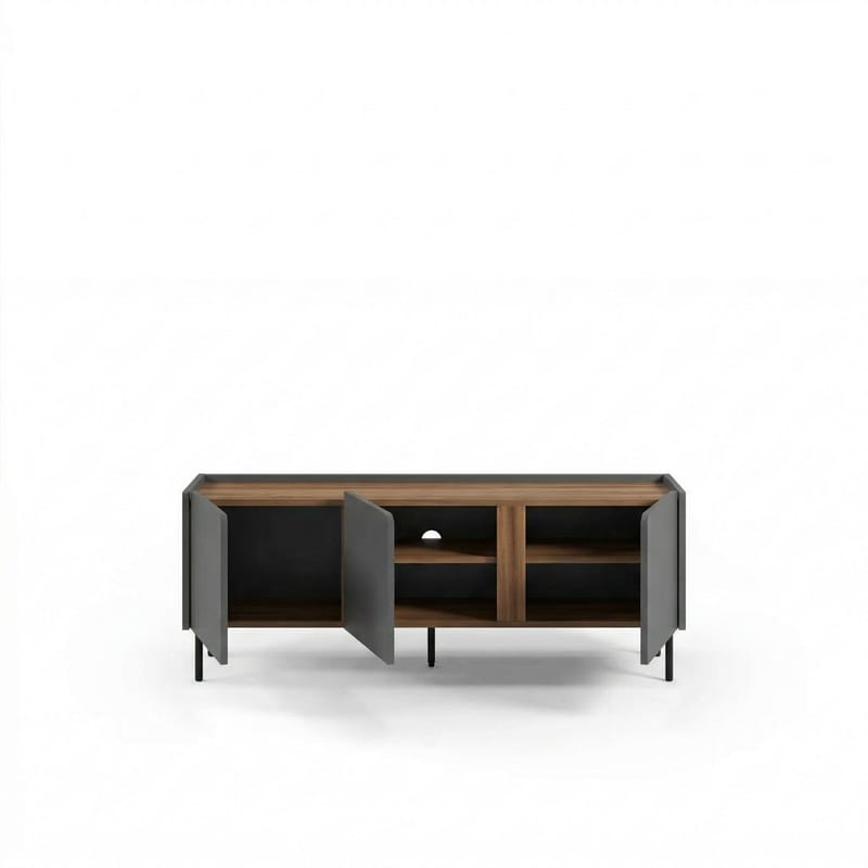 Lomar TV-benk 140x53,9x35,5 cm - Antrasitt/Naturlig eik/Svart - Møbler - TV- & Mediamøbler - TV benk & mediabenk