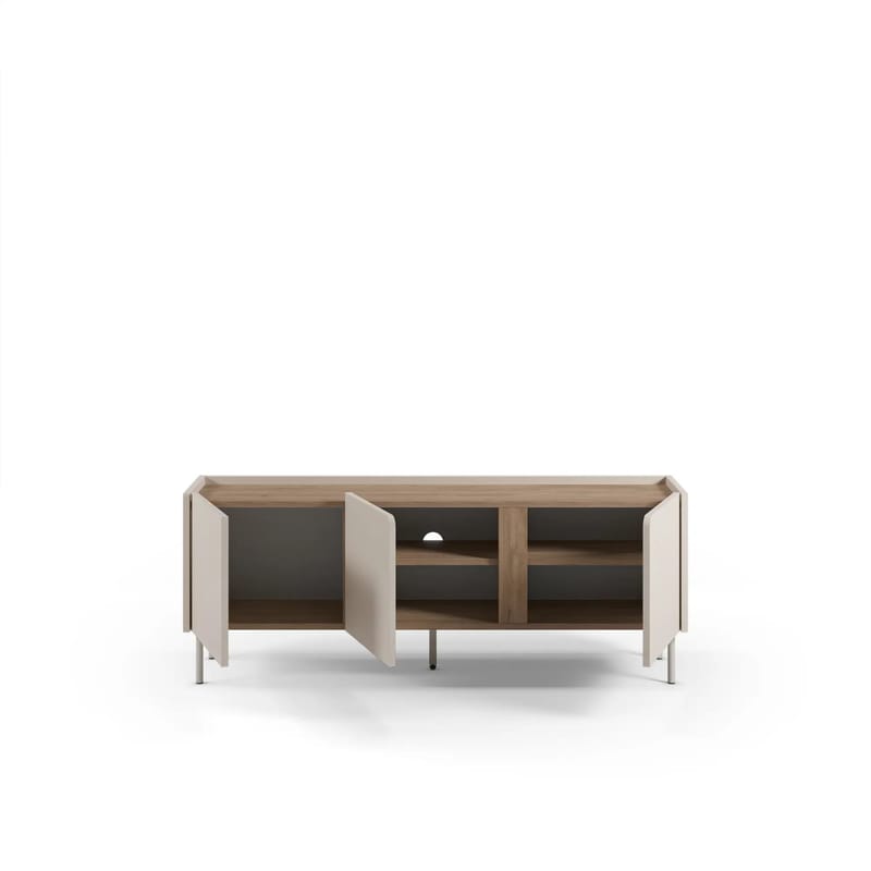 Lomar TV-benk 140x53,9x35,5 cm - Sandstein og naturlig eik - Møbler - TV- & Mediamøbler - TV benk & mediabenk
