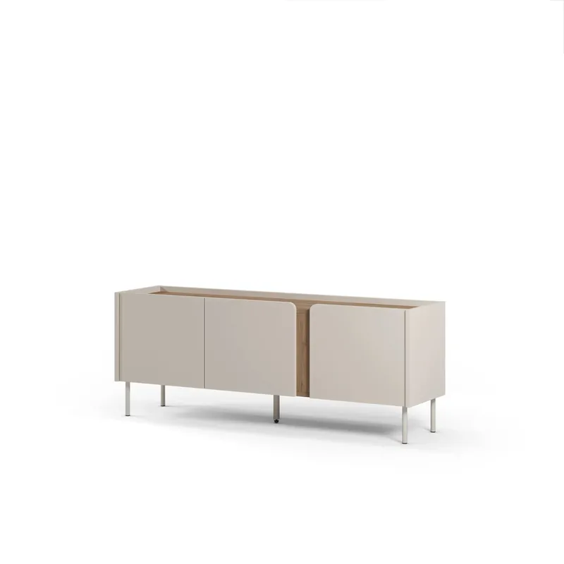 Lomar TV-benk 140x53,9x35,5 cm - Sandstein og naturlig eik - Møbler - TV- & Mediamøbler - TV benk & mediabenk