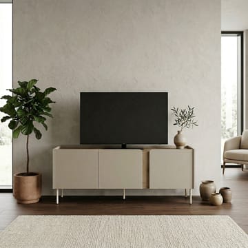 Lomar TV-benk 140x53,9x35,5 cm - Sandstein og naturlig eik - Møbler - TV- & Mediamøbler - TV benk & mediabenk