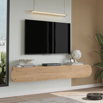 Lumina Veggmontert TV-benk 180 cm med Oppbevaring i Eik - Beige - Møbler - TV- & Mediamøbler - TV benk & mediabenk