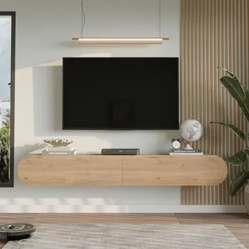 Lumina Veggmontert TV-benk 180 cm med Oppbevaring i Eik - Beige - Møbler - TV- & Mediamøbler - TV benk & mediabenk