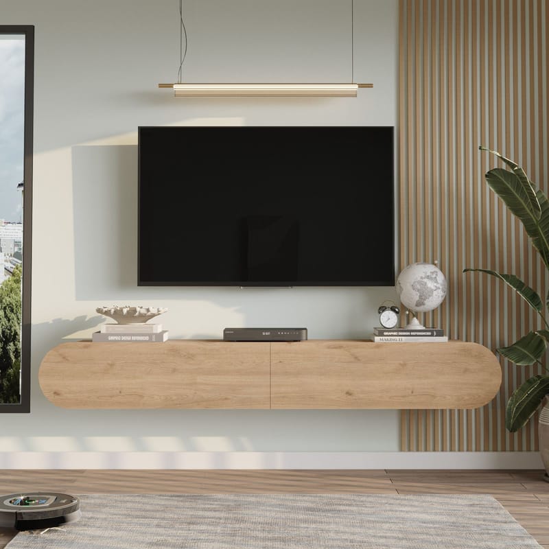 Lumina Veggmontert TV-benk 180 cm med Oppbevaring i Eik - Beige - Møbler - TV- & Mediamøbler - TV benk & mediabenk
