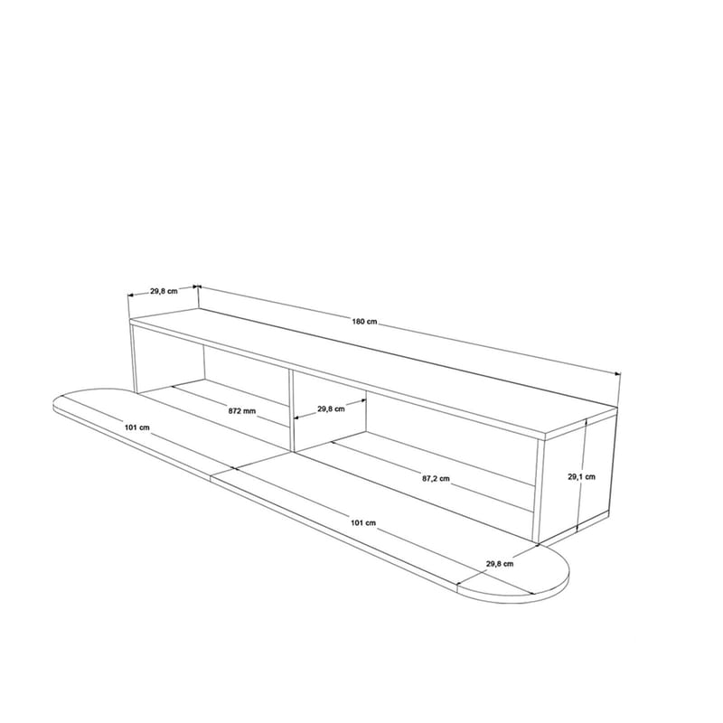 Lumina Veggmontert TV-benk 180 cm med Oppbevaring i Eik - Beige - Møbler - TV- & Mediamøbler - TV benk & mediabenk