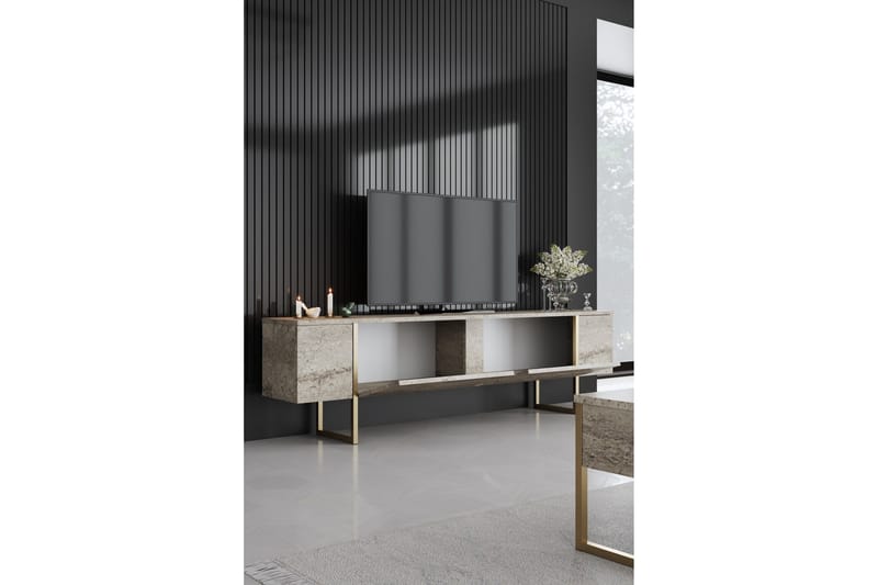 Luxe TV-benk 180 cm - Beige/Gull - Møbler - TV- & Mediamøbler - TV benk & mediabenk