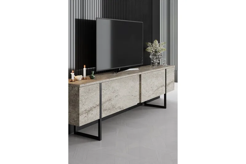 Luxe TV-benk 180 cm - Beige/Svart - Møbler - TV- & Mediamøbler - TV benk & mediabenk
