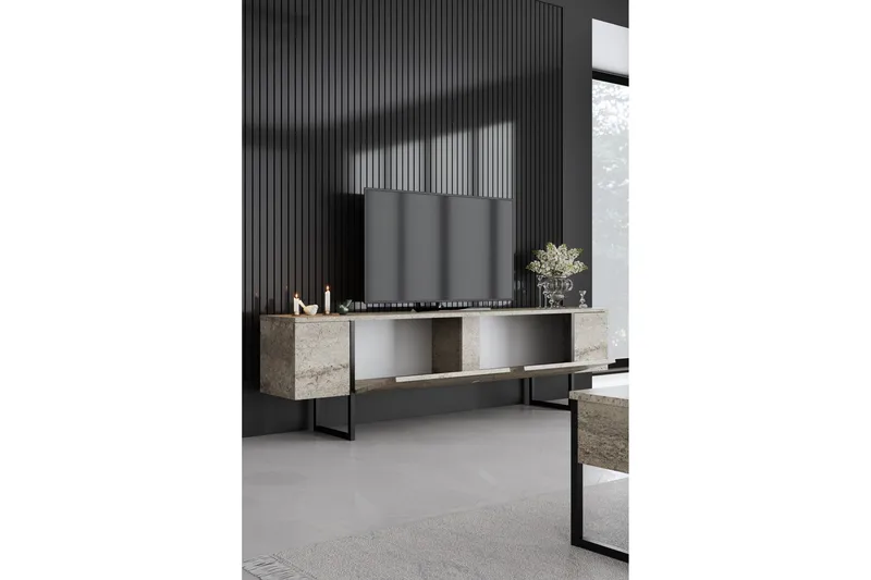 Luxe TV-benk 180 cm - Beige/Svart - Møbler - TV- & Mediamøbler - TV benk & mediabenk