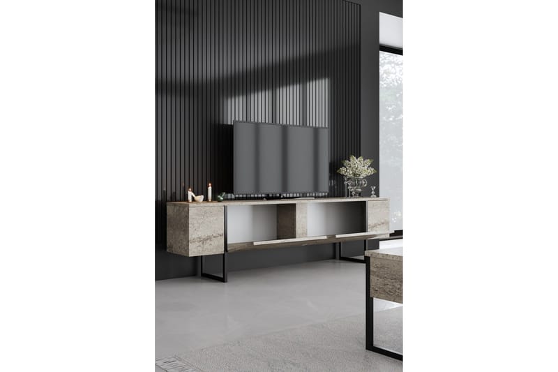 Luxe TV-benk 180 cm - Beige/Svart - Møbler - TV- & Mediamøbler - TV benk & mediabenk