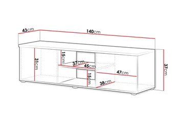 Lyrosen Gulvstående TV-benk 140 cm med Oppbevaring i Malt Tre - Beige - Møbler - TV- & Mediamøbler - TV benk & mediabenk