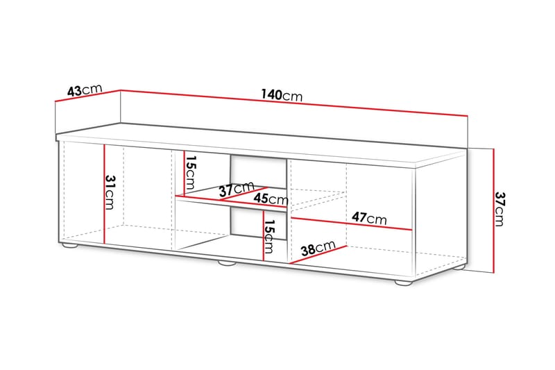 Lyrosen Gulvstående TV-benk 140 cm med Oppbevaring i Malt Tre - Beige - Møbler - TV- & Mediamøbler - TV benk & mediabenk
