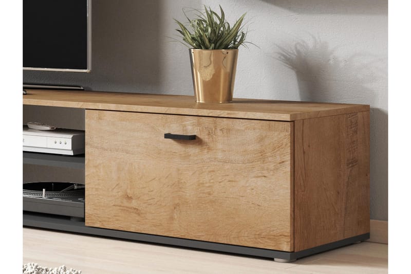 Lyrosen Gulvstående TV-benk 180 cm med Oppbevaring i Malt Tre - Beige - Møbler - TV- & Mediamøbler - TV benk & mediabenk