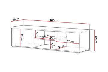 Lyrosen Gulvstående TV-benk 180 cm med Oppbevaring i Malt Tre - Beige - Møbler - TV- & Mediamøbler - TV benk & mediabenk