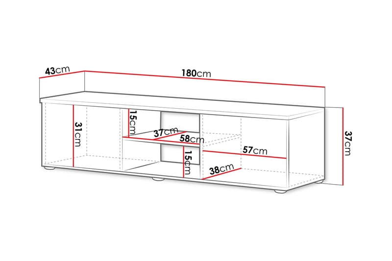 Lyrosen Gulvstående TV-benk 180 cm med Oppbevaring i Malt Tre - Beige - Møbler - TV- & Mediamøbler - TV benk & mediabenk