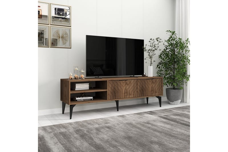 Lyven TV-benk 160 cm - Brun/Mørkfarget tre - Møbler - TV- & Mediamøbler - TV benk & mediabenk