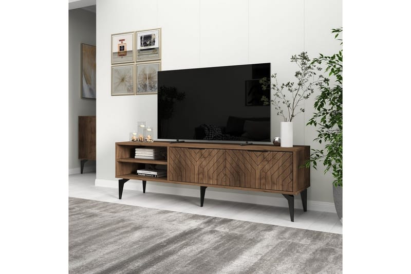Lyven TV-benk 160 cm - Brun/Mørkfarget tre - Møbler - TV- & Mediamøbler - TV benk & mediabenk