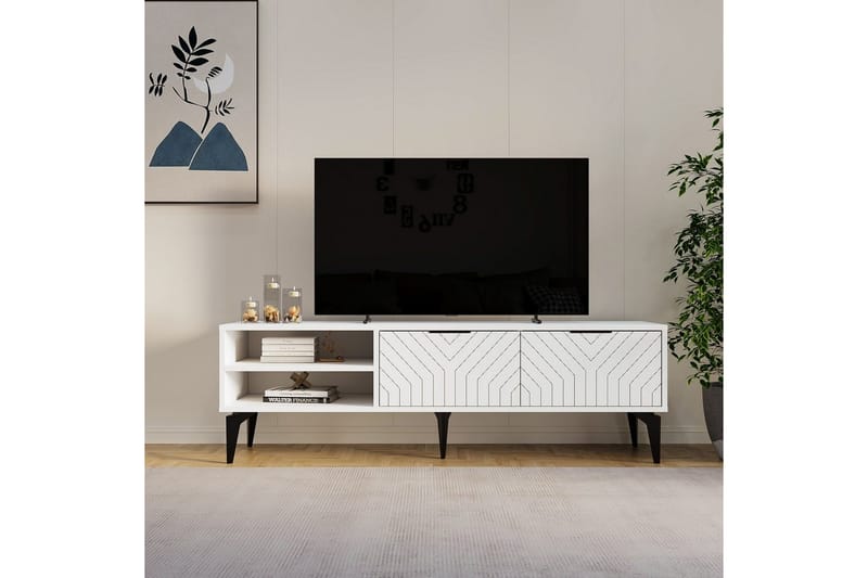 Lyven TV-benk 160 cm - Hvit - Møbler - TV- & Mediamøbler - TV benk & mediabenk