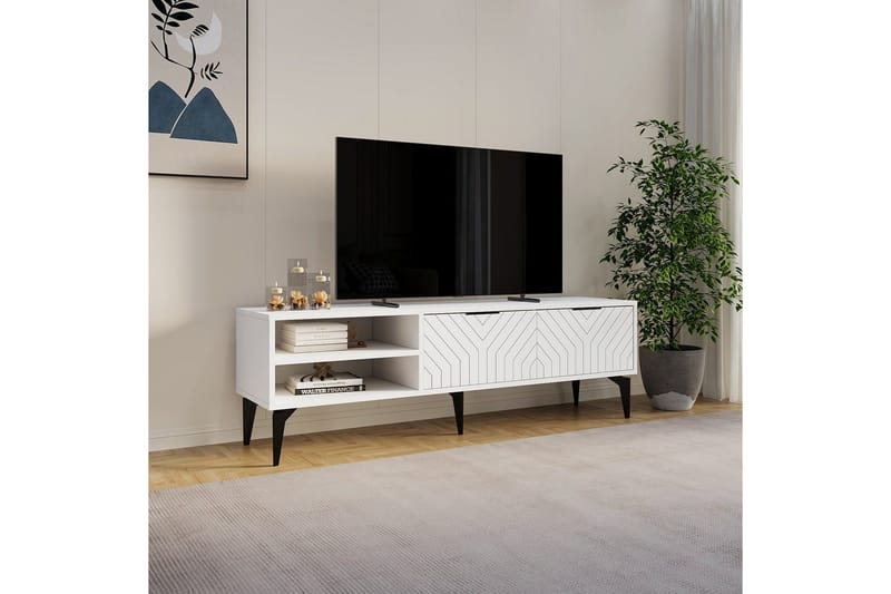 Lyven TV-benk 160 cm - Hvit - Møbler - TV- & Mediamøbler - TV benk & mediabenk