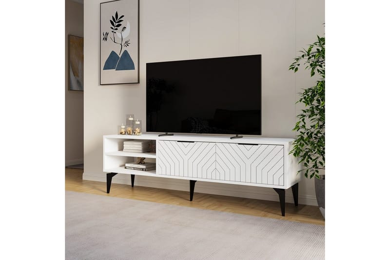 Lyven TV-benk 160 cm - Hvit - Møbler - TV- & Mediamøbler - TV benk & mediabenk
