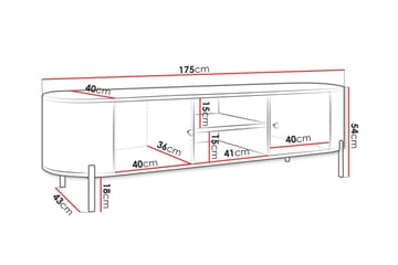 Maggio Gulvstående TV-benk 175 cm med Oppbevaring i Malt Tre - Beige - Møbler - TV- & Mediamøbler - TV benk & mediabenk