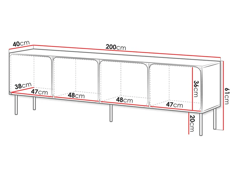Marros TV-benk 200 cm - Blå - Møbler - TV- & Mediamøbler - TV-skap