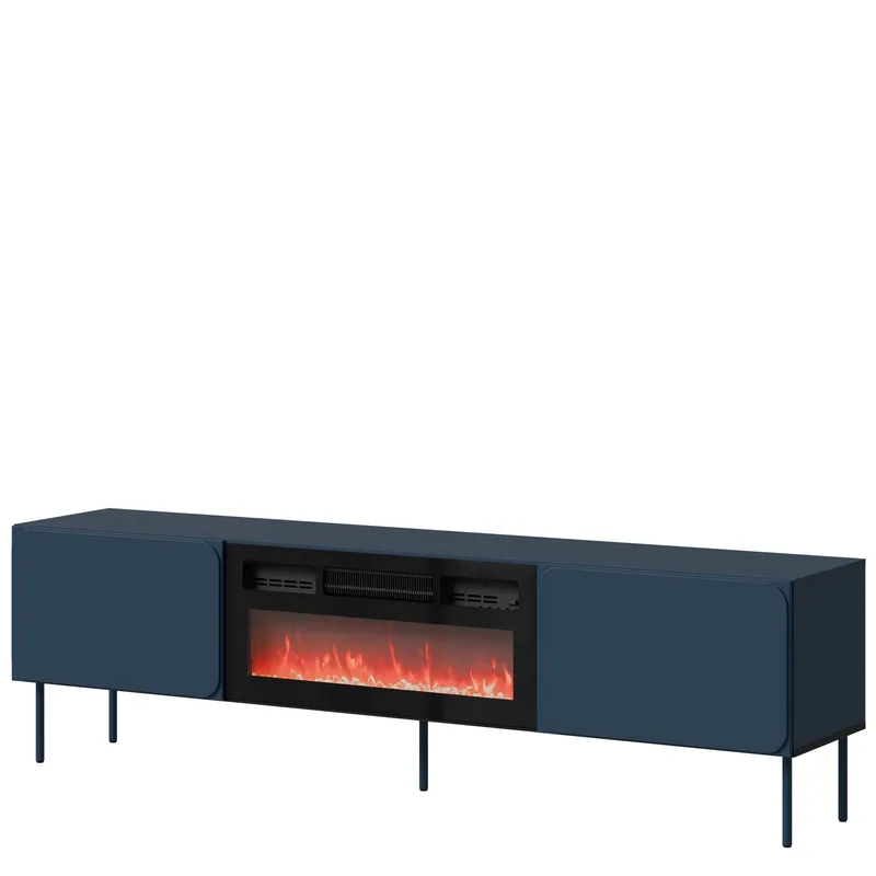 Marros TV-benk 200 cm med Elektrisk Peis, Blå