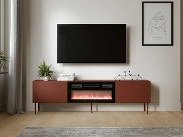 Marros TV-benk 200 cm med Elektrisk Peis - Toskansk rød - Møbler - TV- & Mediamøbler - TV benk & mediabenk