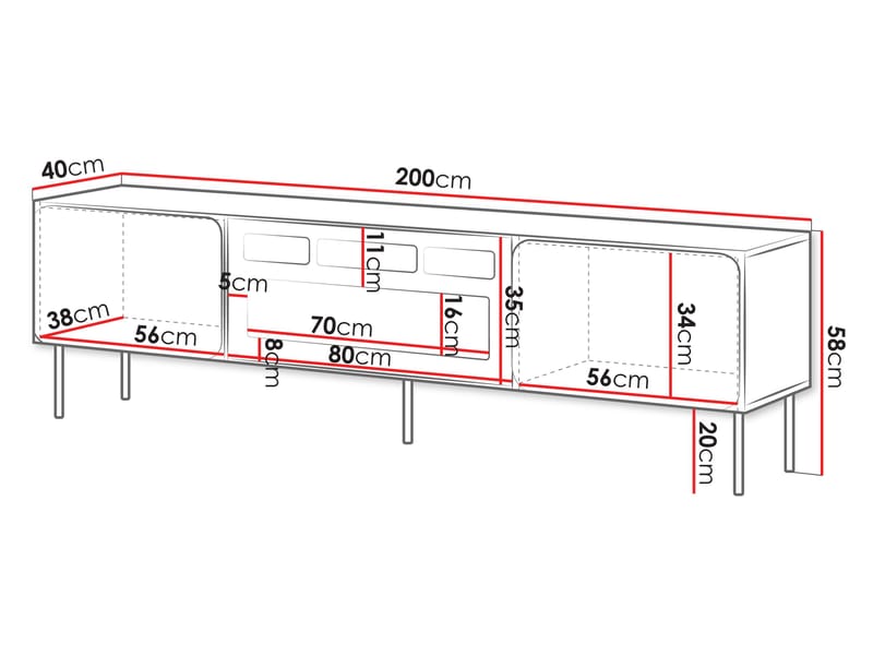 Marros TV-benk 200 cm med Elektrisk Peis - Beige - Møbler - TV- & Mediamøbler - TV-skap