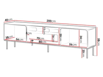 Marros TV-benk 200 cm med Elektrisk Peis - Blå - Møbler - TV- & Mediamøbler - TV-skap