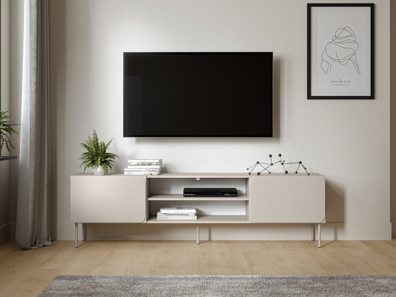 Marros TV-benk 200 cm med Hyller - Beige - Møbler - TV- & Mediamøbler - TV benk & mediabenk
