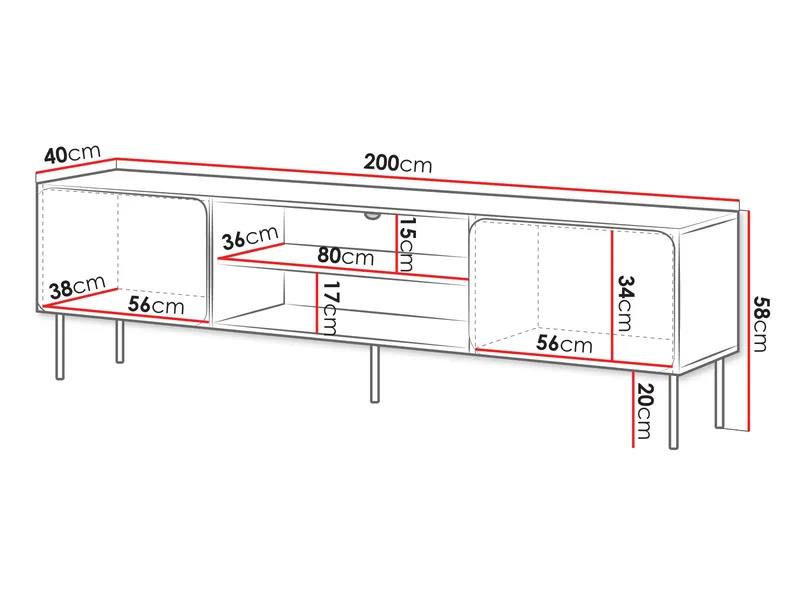 Marros TV-benk 200 cm med Hyller - Blå - Møbler - TV- & Mediamøbler - TV-skap