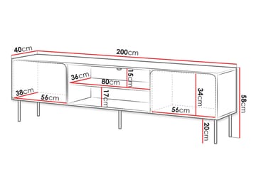 Marros TV-benk 200 cm med Hyller - Toskansk rød - Møbler - TV- & Mediamøbler - TV-skap