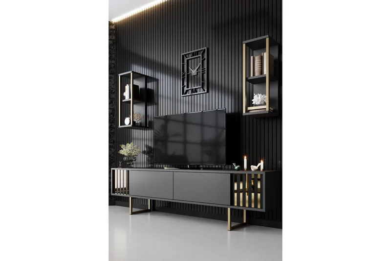 Masatomo TV-benk 180 cm - Antrasitt/Svart - Møbler - TV- & Mediamøbler - TV benk & mediabenk